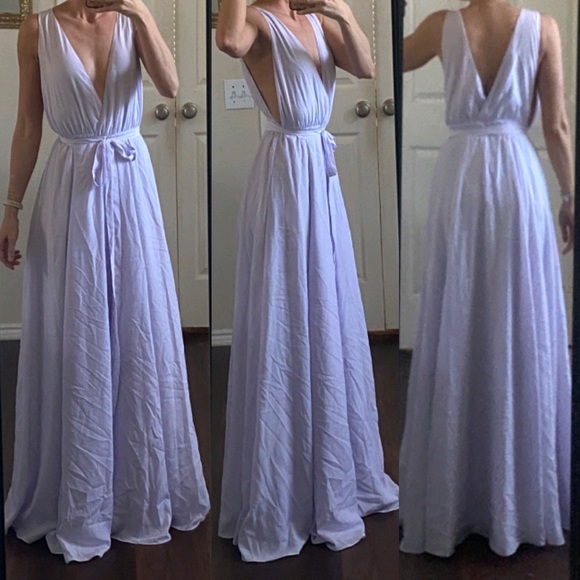 Lovers + Friends lavender purple sleeveless plunging neckline formal prom dress - Picture 5 of 12